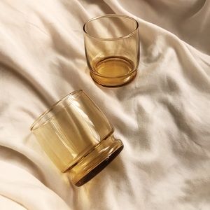 Vintage Amber Whiskey Glasses 2pc